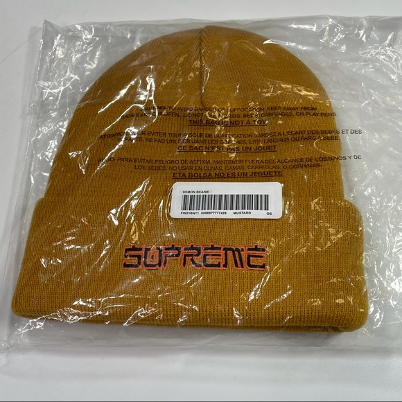 Supreme Mustard Color Demon Beanie Snow Cap Hat - Picture 5 of 6